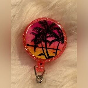 Hand crafted badge reel with clip